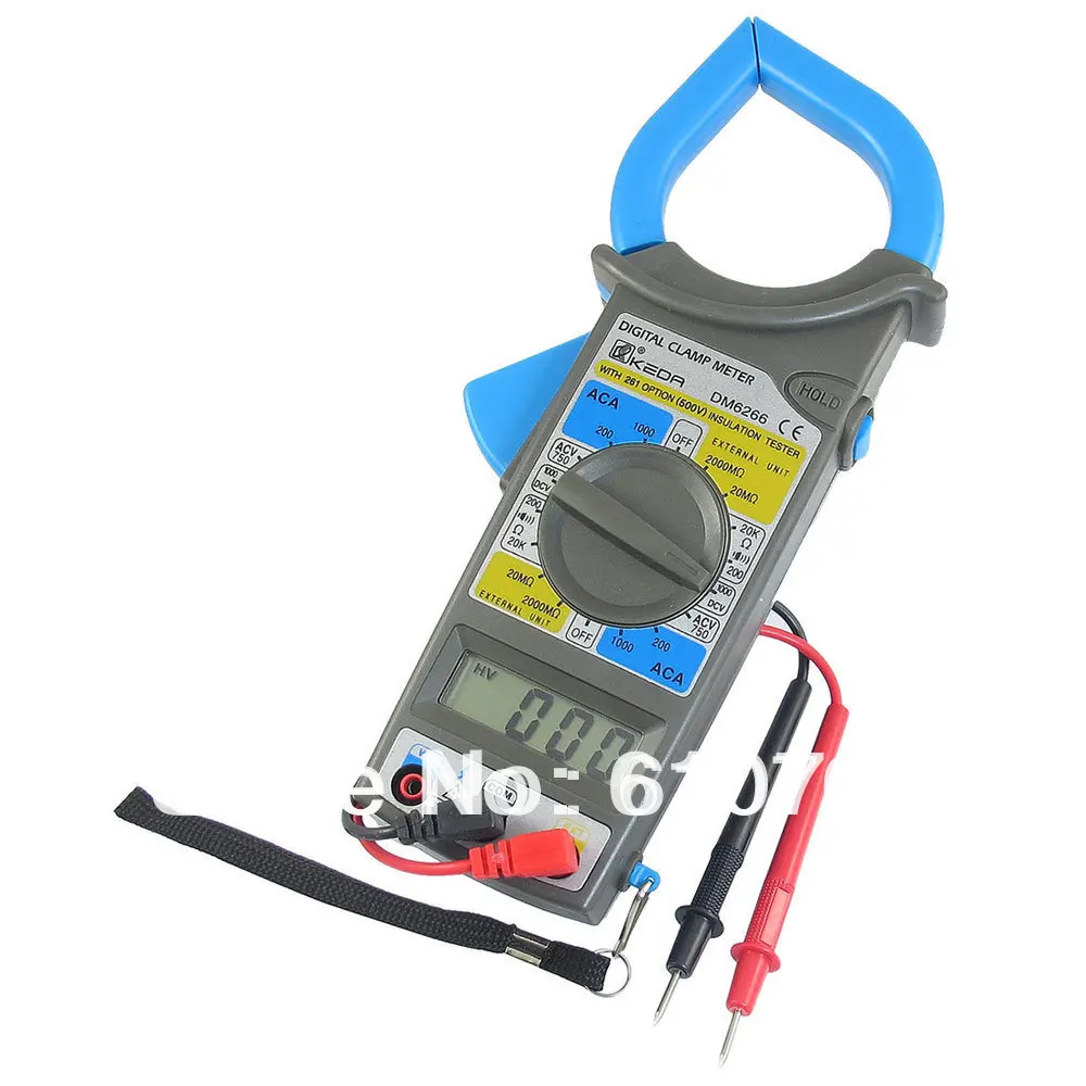

Ammeter DC/AC Voltmeter Digital Clamp Meter DM6266 2 Leads Multimeter Tester Resistane Portable DC1000V AC750V 200-1000A 200-20K