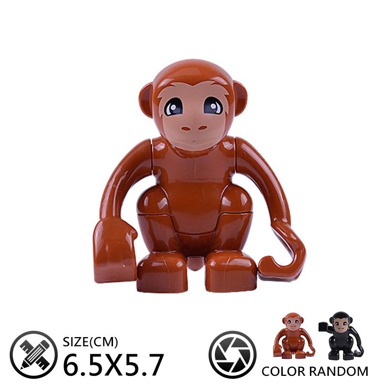 Большой размер модели строительные блоки аксессуары детские игрушки Сделай Сам совместим с Duplo набор животных Панда Корова Жираф лошадь Кирпичи подарок - Цвет: monkey