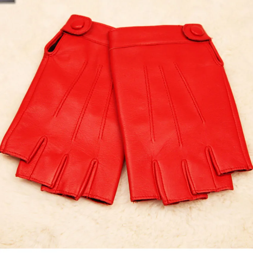 2019 Top Fashion Color Unisex Fingerless Gloves Wrist Half Finger Genuine Leather Glove Sheepskin Driving Mittens L135NN