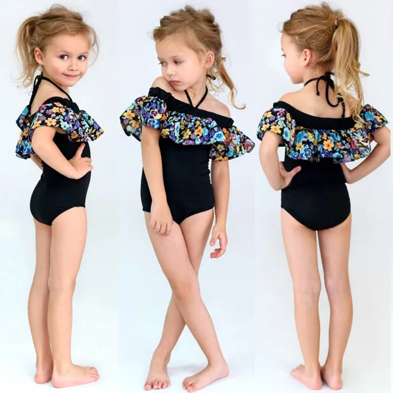 2019 New Children Baby Girl Swimsuit Flower Ruffles Bikini Toddler