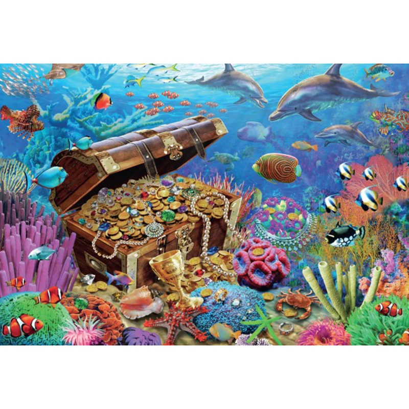 Full SquareRound Drill 5D DIY Diamond Painting Treasures on the Sea 3D  Embroidery Cross Stitch Mosaic Home Decor