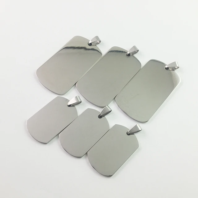 Stainless Steel Army Dog Tags Blank Military Dog Tags with Mirror Surface  Suitable for Laser Engraving 10pcs/lot