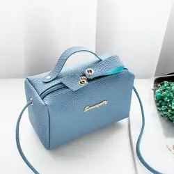 2019 Новый модный тренд Женская личи плеча Корейский стиль сумки для подушек одноцветное Цвет металлические буквы Crossbody Кошелек из