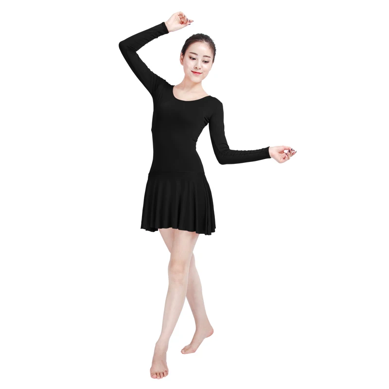 

Ensnovo Women O-Neck Dress Long Sleeve Unitard Gymnastic Unitard Lycra Spandex Suit Dressing Cute Bodysuit Dress for Womens