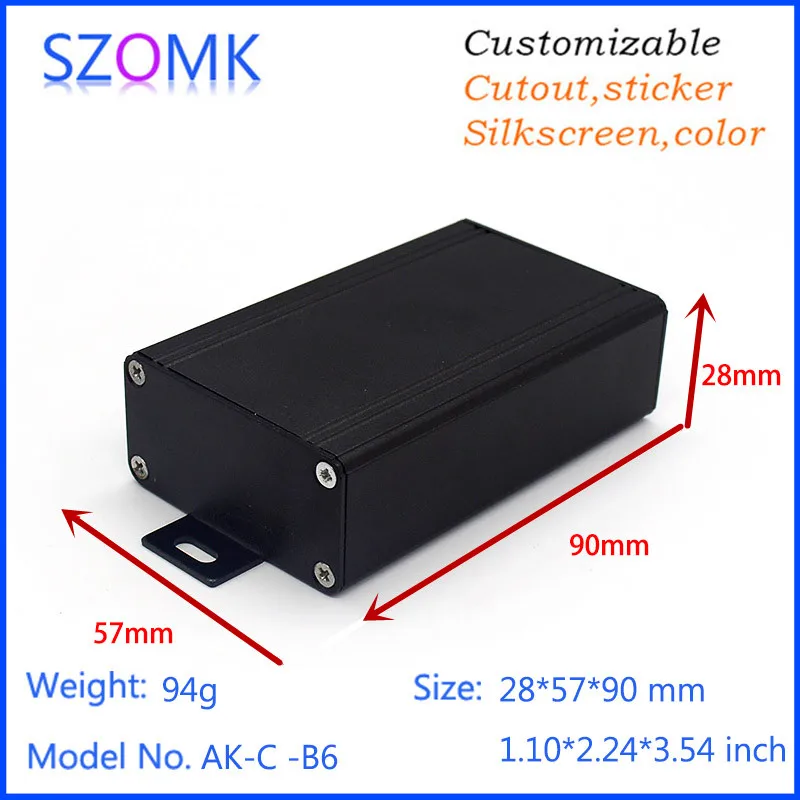 

1 pc, 28*57*90mm wall mounting extruded aluminum enclosure project box Black color tube amplifier chassis aluminum box for pcb