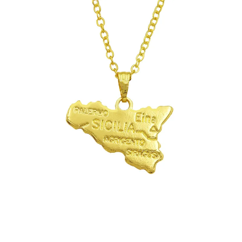 Wholesale Italy Pendant Necklace Sicily Map Necklace For Women Trendy