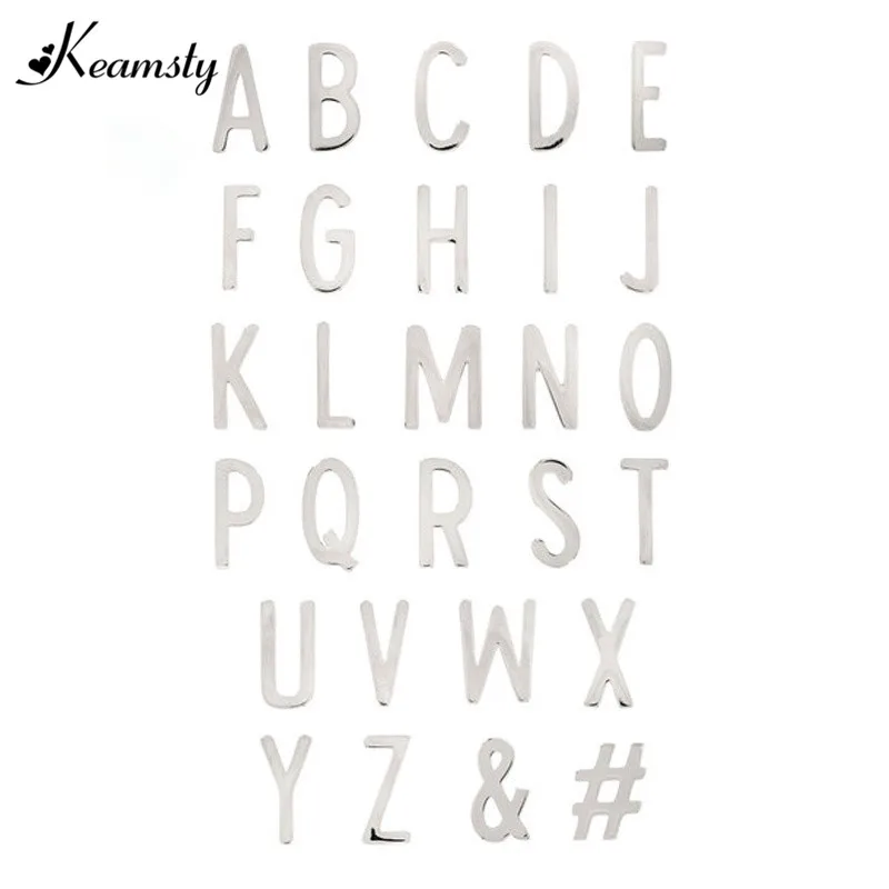 

Keamsty Charms Silver LETTER A-Z,&,# One Set 28pcs Keys for Reversible Leather Wrap Bracelets Slide Charms fit Keeper Bracelet