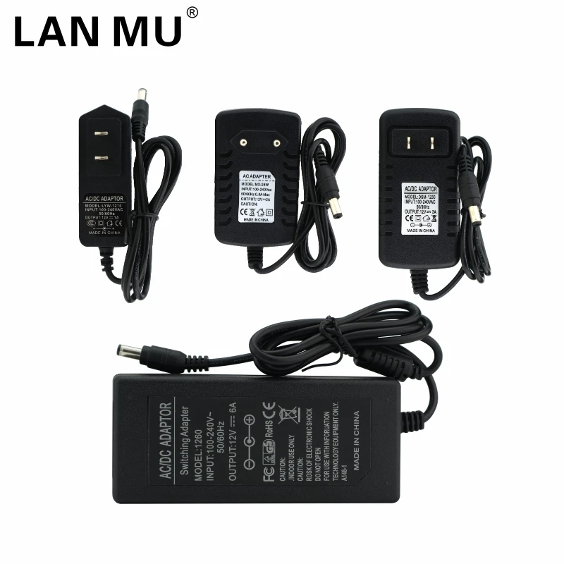 

AC100-240V Lighting Transformers Out Put DC12V 1A 2A 3A 5A 6A Power Supply Adapter Converter Charger for LED Strip