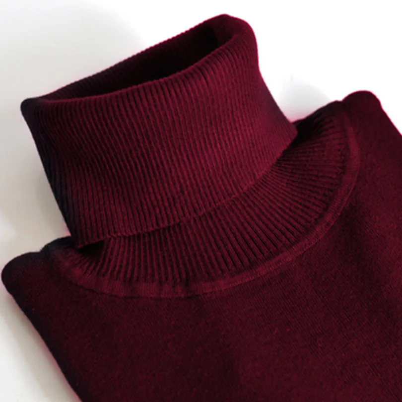 OLOEY кашемировый вязаный женский свитер, пуловеры, водолазка, Осень-зима, базовый женский свитер в Корейском стиле, облегающий черный - Цвет: Red Wine