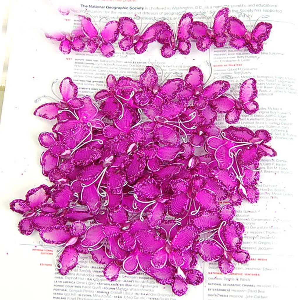  50 PCS Wired Mesh Stocking Butterfly With Glitter & Wedding Craft Decor for wedding Decoration Invi - 33002833294