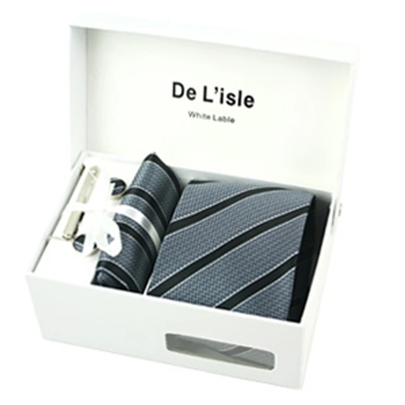Подарочный набор для мужчины: галстук, запонки, платок. В красивой упаковке и подарочным пакетом - Цвет: WL22