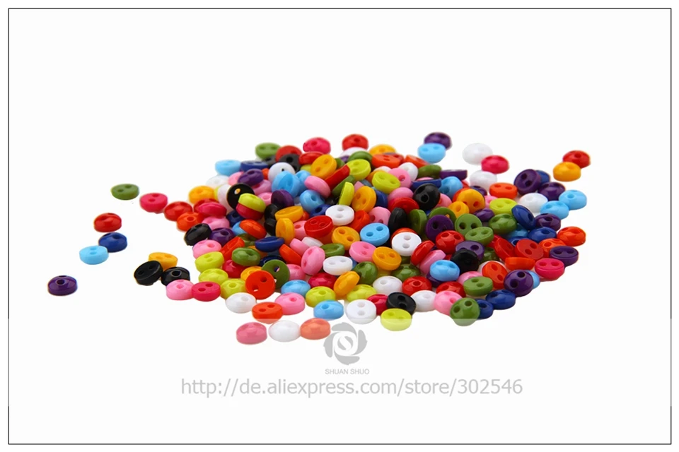 Shuan Shuo 5MM 2 Eyes Printed Colorful Resin Round Buttons For Hat, Shoes, Clothes Diy Accessories Mixed Color 100PCS/Bag