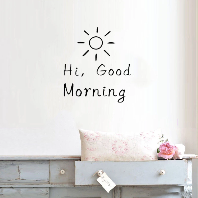 

Hi Good Morning Sunshine Wall Sticker Bedroom Livingroom Decoration Beauty Inspriation Poster Mural Vinyl Art Design Decor W290