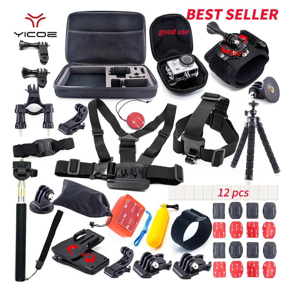 

For Xiaomi yi 4k Action Sport Camera Accessories Kit for Go Pro hero7 6 5 Gopro 6 5 4 3 SJCAM Case Tripod Mount Selfie Stick Set