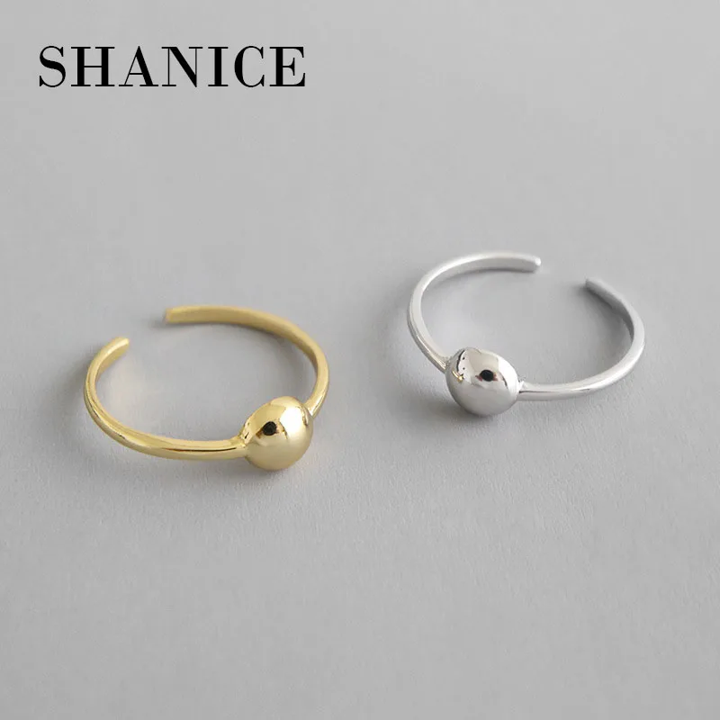 

SHANICE 925 Sterling Silver Open RingsINS minimalist geometric beaded smooth surface Adjustable Finger Rings Silver Jewelry