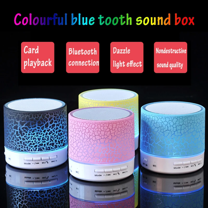 026 LED Mini Wireless Bluetooth Speaker TF USB Portable Music Loudspeakers Hand-free call For iPhone 7 Phone PC with Mic | Электроника