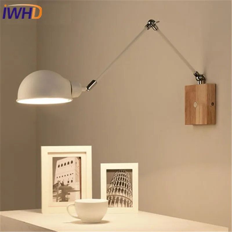 Buy IWHD Simple Modern Wall Sconce Metal Arm Adjustable LED Wall Light Fixtures Aisle Home Indoor Lighting Bedside Wall Lamp