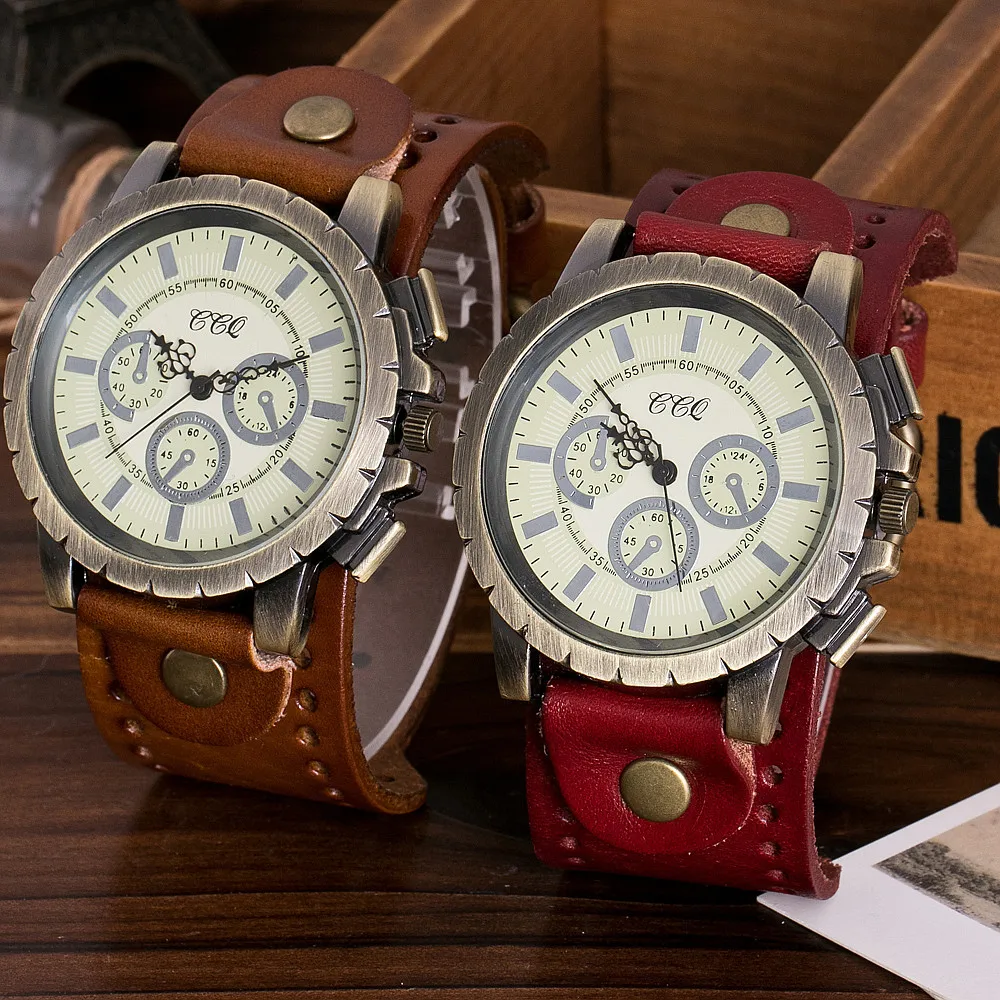 

CCQ brand Ladies Quartz Watches Features Retro gear dial Creative clock Women mujer wristwatch leather band bayan kol female B40