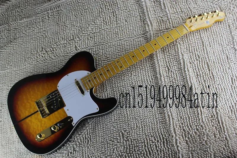 

Free Shipping New Sunburst Custom Shop TUFF DOG Signature telecaster Electric Guitar Quintana Tiger maple Golden Hardware @17