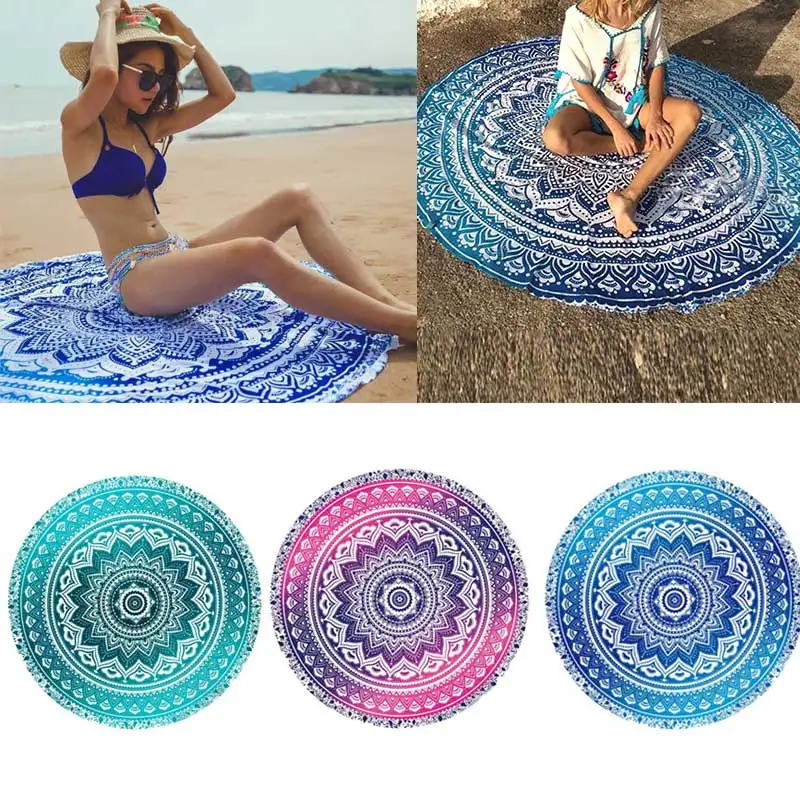

Hot Mandala Round Tapestry Summer Beach Picnic Throw Rug Blanket Bohemia Mats XJS789