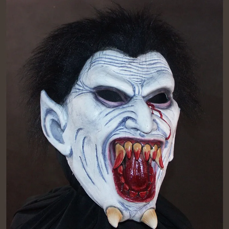 Высший сорт латекс ужас Хэллоуин демон вампиры оборотни Зомби Маска для взрослых вечерние Маскарад Косплей Маска на всю голову