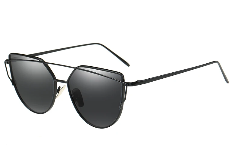TOYEARN/Модные Винтажные женские солнцезащитные очки с кошачьим глазом для женщин и мужчин, фирменный дизайн, розовое золото, двойное зеркало, солнцезащитные очки для женщин - Цвет линз: C01 Black Gray