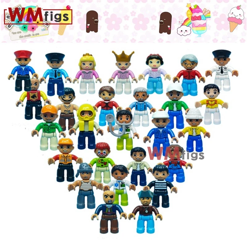 

Duploings Bone Man Big beard Cyclops friend Princess Farmer Master cosplay bricks Building Blocks Kids Toys