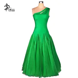 Бальные танцы латинские платья современный танцевальный костюм длинное платье вальс Стандартный конкурс зеленое платье пол танцевальное