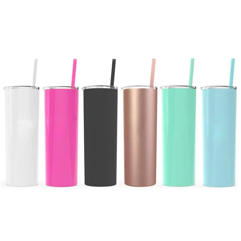 

24PCS 20 Ounce Skinny Stainless Steel Tumbler Straight Cup Double Wall Water Bottle Insulated Coffee Mug Flask Thermos