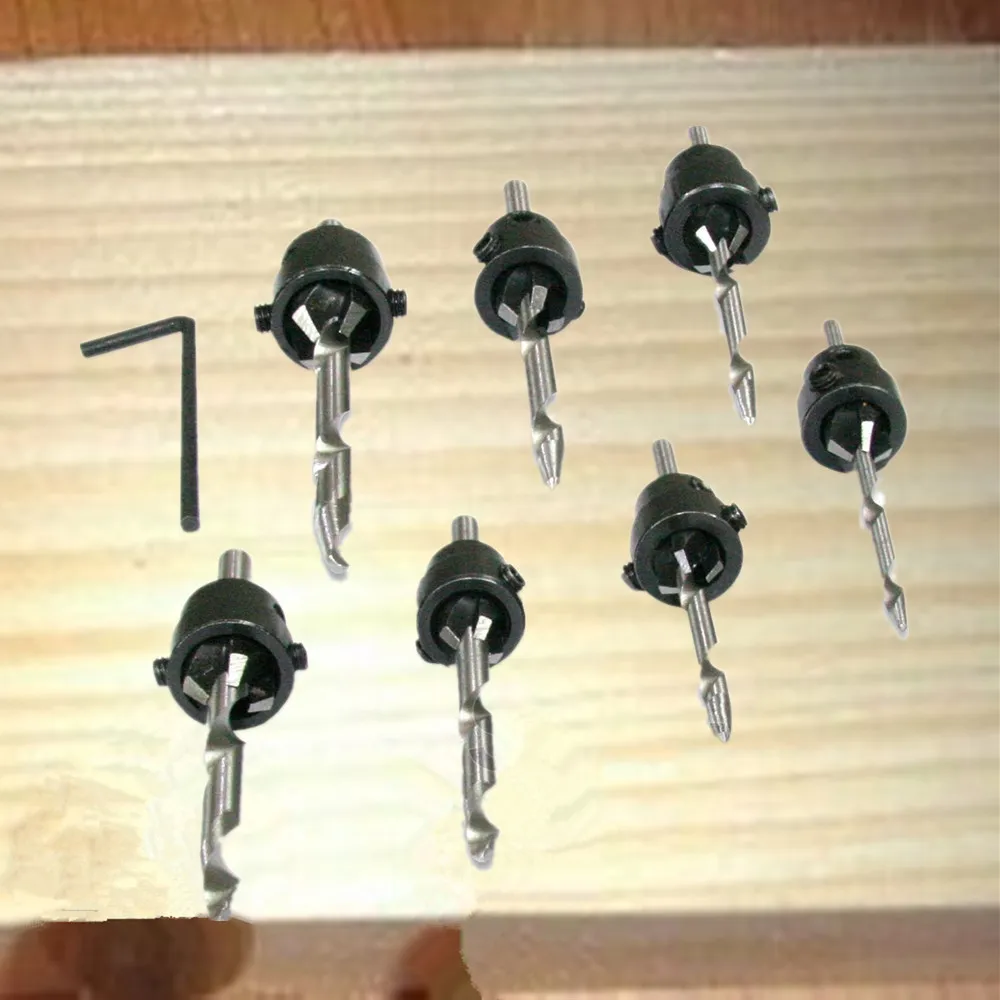 PROFESSIONAL COUNTERSINK DRILL BIT SET WITH WOODEN BOX STOP COLLAR
