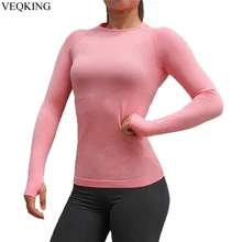 Женская спортивная рубашка для фитнеса, Женская бесшовная футболка с длинным рукавом для спортзала, спортивная одежда, Женские топы для тренировок, футболка, женские рубашки для йоги
