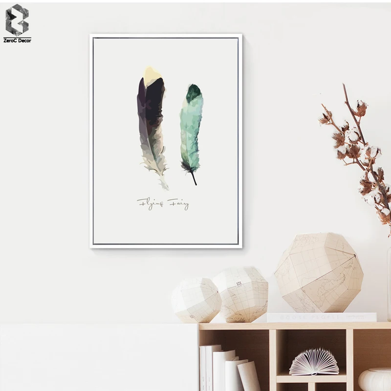 

Watercolor Feathers Japanese Art Print Poster, Wall Art Picture for Living Room Decoration, Home Decor Painting on Canvas