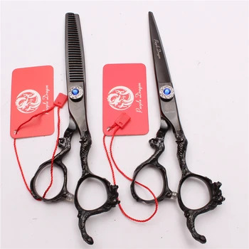 

6" 17.5cm 440C Purple Dragon Black Hairdressing Scissors Thinning Scissors Cutting Shears Dragon Handle Hair Scissors Set Z9003