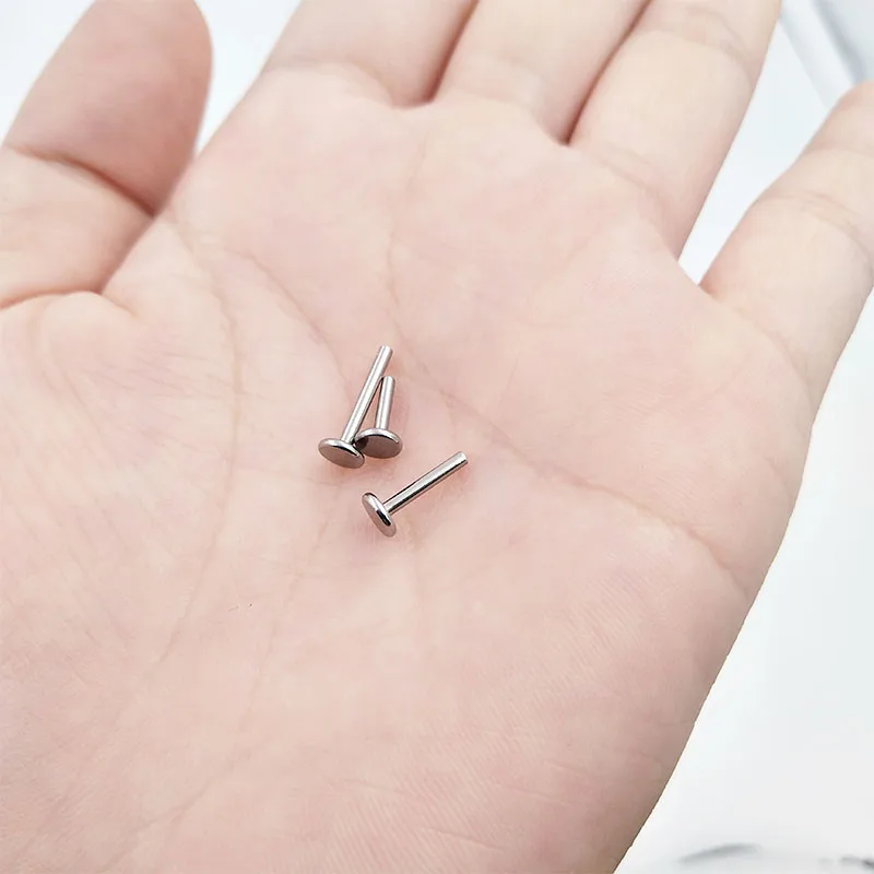 Piercing Jewelry 10Pcs G23 Titanium Base Labret Lip Piercing Ring Earring 14G 16G Internally Threaded Base Lip Piercing Body Jewelry