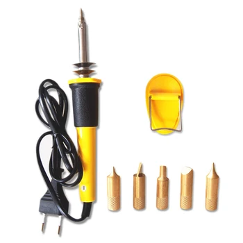 

7pcs 30W 220V Pyrography Tool Set Soldering Iron + 5pcs Solder Point with Stand Wood Burning Pen Set For Wood Carving Tools