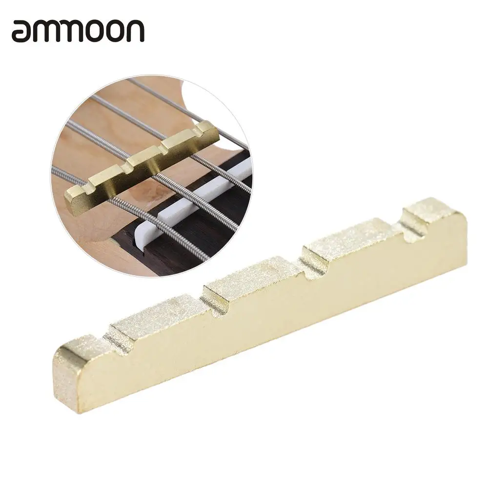 Pre slotted Brass Guitar String Nut for 4 string Electric Bass Guitar Part Replacement 38 * 3.6