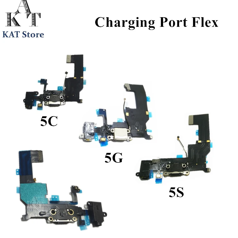 

KAT Charger Charging port Dock USB Connector Data Flex Cable For 5 5G 5C 5S Headphone Jack Flex Cable replacement Part