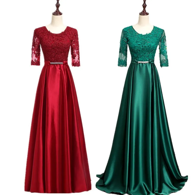 Aswomoye Half Sleeve Evening Dress 2018 Appliques A-Line Prom Dresses Party Dress of the day Floor Length robe de soiree