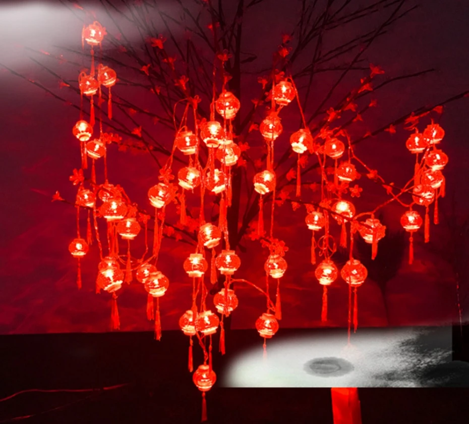 Yingtouman кисточкой Красный Фонари Тип Вилки светодиодные лампы строки для рождественской вечеринки фестиваль праздник декоративные