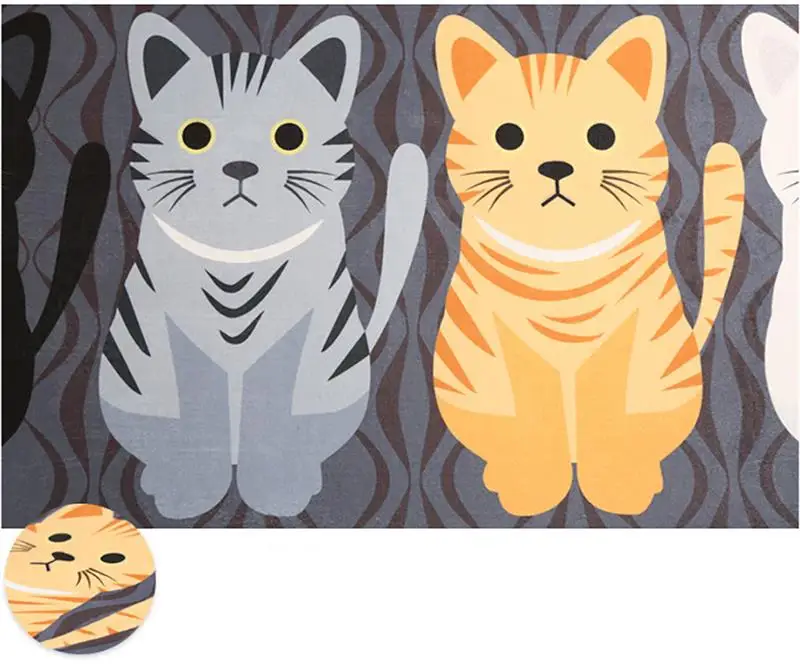 Kawaii животных с принтом кота Ванная комната кухонные ковры Добро пожаловать коврики коврик с изображением кошки для гостиной противоскользящие Tapete ковер