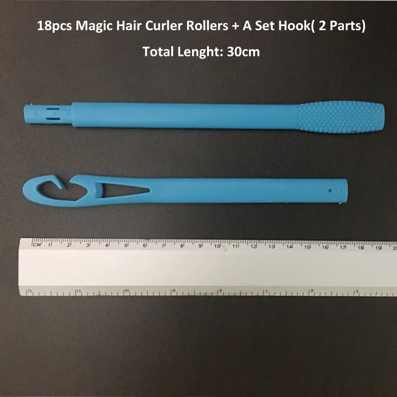 

30cm 18pcs/Set Magic Curler Plastic Hair Rollers DIY Wave Hair Curler Roller Hair Styling Tools as you seen on TV