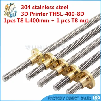 

Free shipping RepRap 3D Printer THSL-400-8D T-type stepper motor Lead Screw Dia 8MM Thread 8mm Length 400mm with Copper Nut