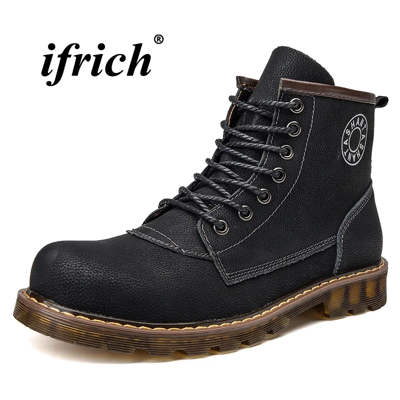 

2018 New Cool Men Boots Black Casual Boots for Youth Hard-Wearing Mens Motorcycle Boots Anti-Slip Fashion Shoes for Men