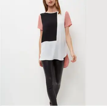

Chiffon T-Shirt 2020 Summer New Arrival Women Short Sleeved Tshirt Splicing Ladies Fashion Plus Size T Shirt S-6XL