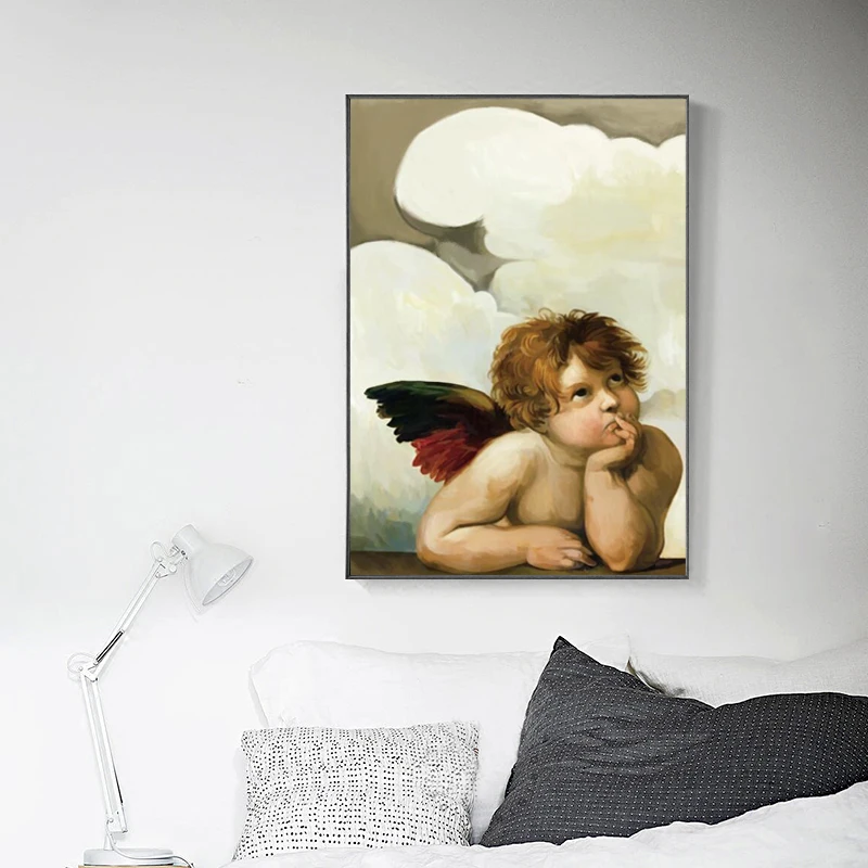póster de ángel en lienzo para decoración de la pared del hogar carteles de 30 x 30 cm obras de arte de hadas Ángel impresión moderna de la decoración del dormitorio de la familia 