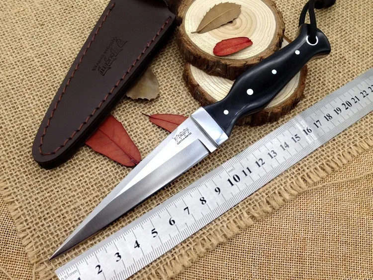 Ручной походный охотничий нож из нержавеющей стали с холодным Аус+ стальные ножи с фиксированным лезвием с деревянной ручкой, кожаный чехол, инструмент для выживания на открытом воздухе