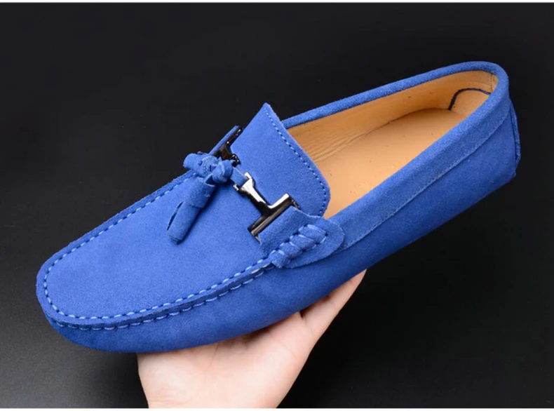 Mens Casual Shoe Loafers Genuine Leather Shoes Men Big Size 46 Driving Boat Shoe Slip-on Men Loafers Suede Shoes Dress 2019 New (18)