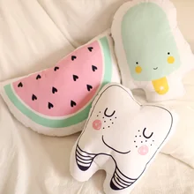 Мультфильм Тоторо зуб Арбуз мороженое подушки детские спокойный сон игрушки мягкие плюшевые куклы скандинавские Дети кровать комната Декор