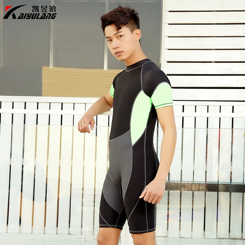 

PREETEE Swimwear for Men One Piece Swimsuit Professional Sport Swimwear Knee Length Rash Guards Beachwear Jump Swim Suit Clothes