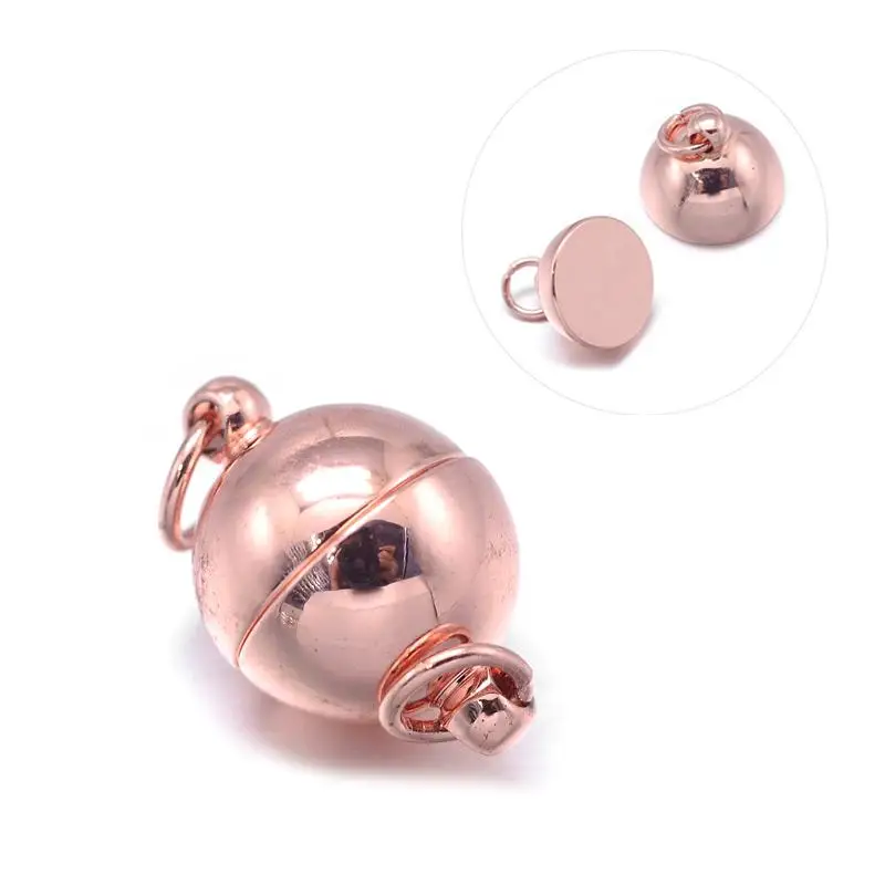 Brass Clasps, Round, Nickel Free, Rose Gold, 15x10mm, Hole